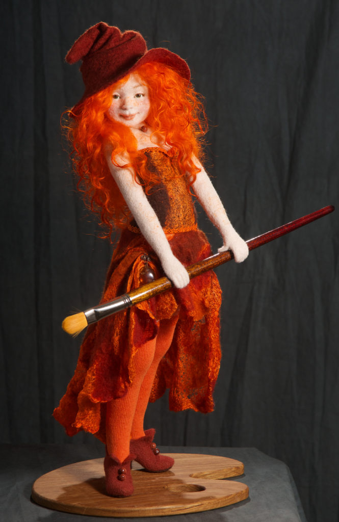 Needle felted doll Witch Agnia, Art Doll, Autor doll, Collectibl